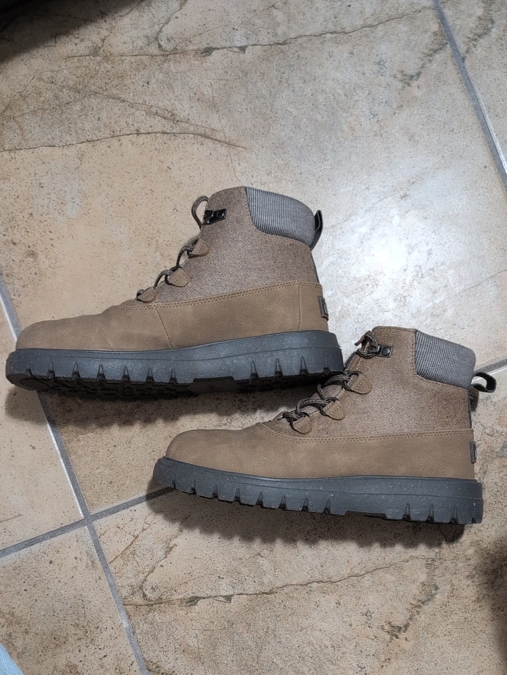 Hey Dude Women's Tan Combat Moto Boots